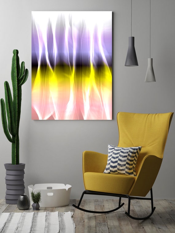 Mysterious Light 6-1, Neon Purple Yellow Pink Contemporary Wall Art, Extra Large New Media Canvas Art Print up to 72" by Irena Orlov
