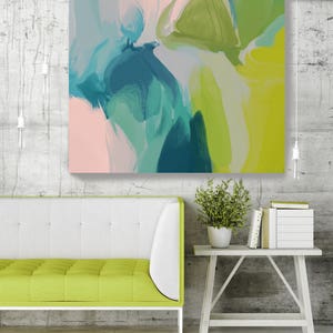 Calm Colors -411. Original Oil Painting on Canvas, Contemporary Abstract Green, Blue, Teal Oil Painting up to 50" by Irena Orlov