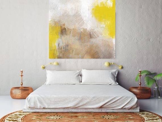 Color harmony N 2. Abstract Paintings Art, Wall Decor, Extra Large Abstract Yellow Contemporary Canvas Art Print up to 48" by Irena Orlov