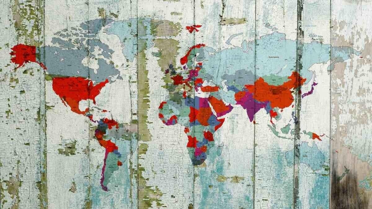 World Map On Wooden Planks Vintage World Map