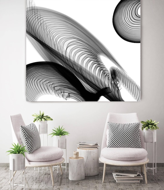 ORL-6055 Abstract Black and White 22-04-45. New Media Abstract Black and White Canvas Art Print, Canvas Art Print up to 50" by Irena Orlov