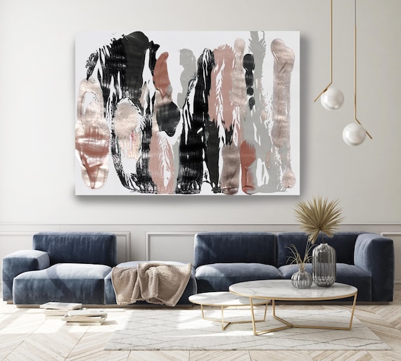 A calm day, Pink Gold Abstract Painting  Modern Art Abstract Painting Extra Large Painting Extra Large Abstract Canvas Print