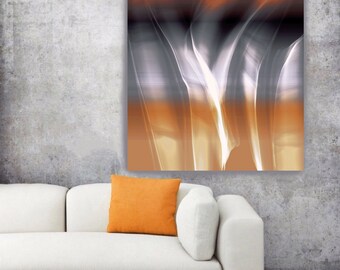 Mysterious Light 61-2. Large Abstract Canvas Art, Abstract Orange Grey Blue Contemporary Abstract Wall Art Print up to 72&quot; by Irena Orlov