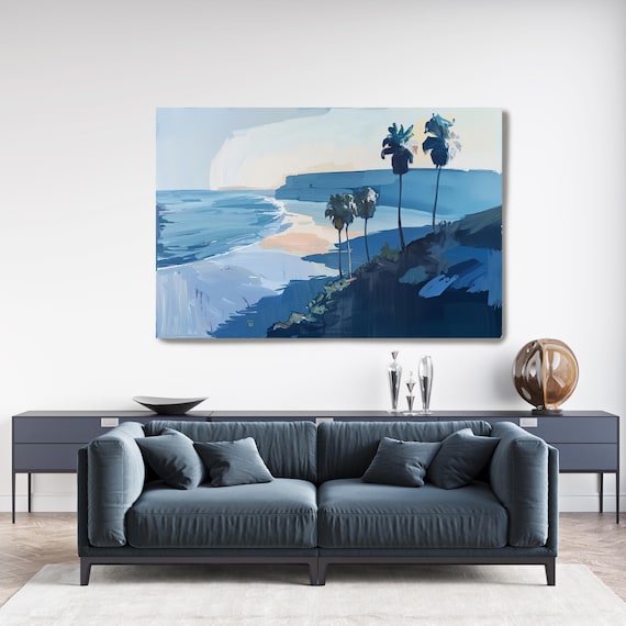 Blue Waterscapes-4 – Tranquil Coastal Canvas Print, Ocean-Inspired Abstract Wall Art, Modern Blue Seascape Décor