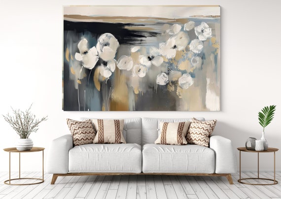 Blossom Haven-16, Floral painting Print, Contemporary Botanical Abstract, Textured Floral Art, Floral Wall Art, Flowers Canvas Print