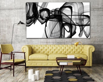 Black And White Abstract Canvas Wall Art I Exist. Abstract Black and White, Contemporary Unique Abstract Wall Decor, Large Canvas Art Print