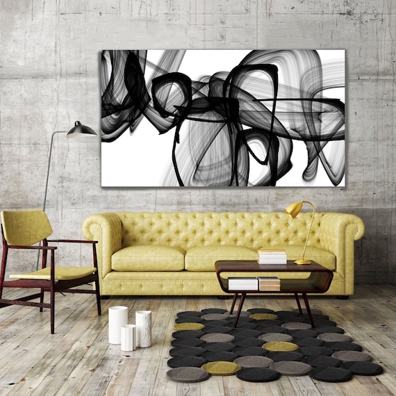 Black And White Abstract Canvas Wall Art I Exist. Abstract Black and White, Contemporary Unique Abstract Wall Decor, Large Canvas Art Print