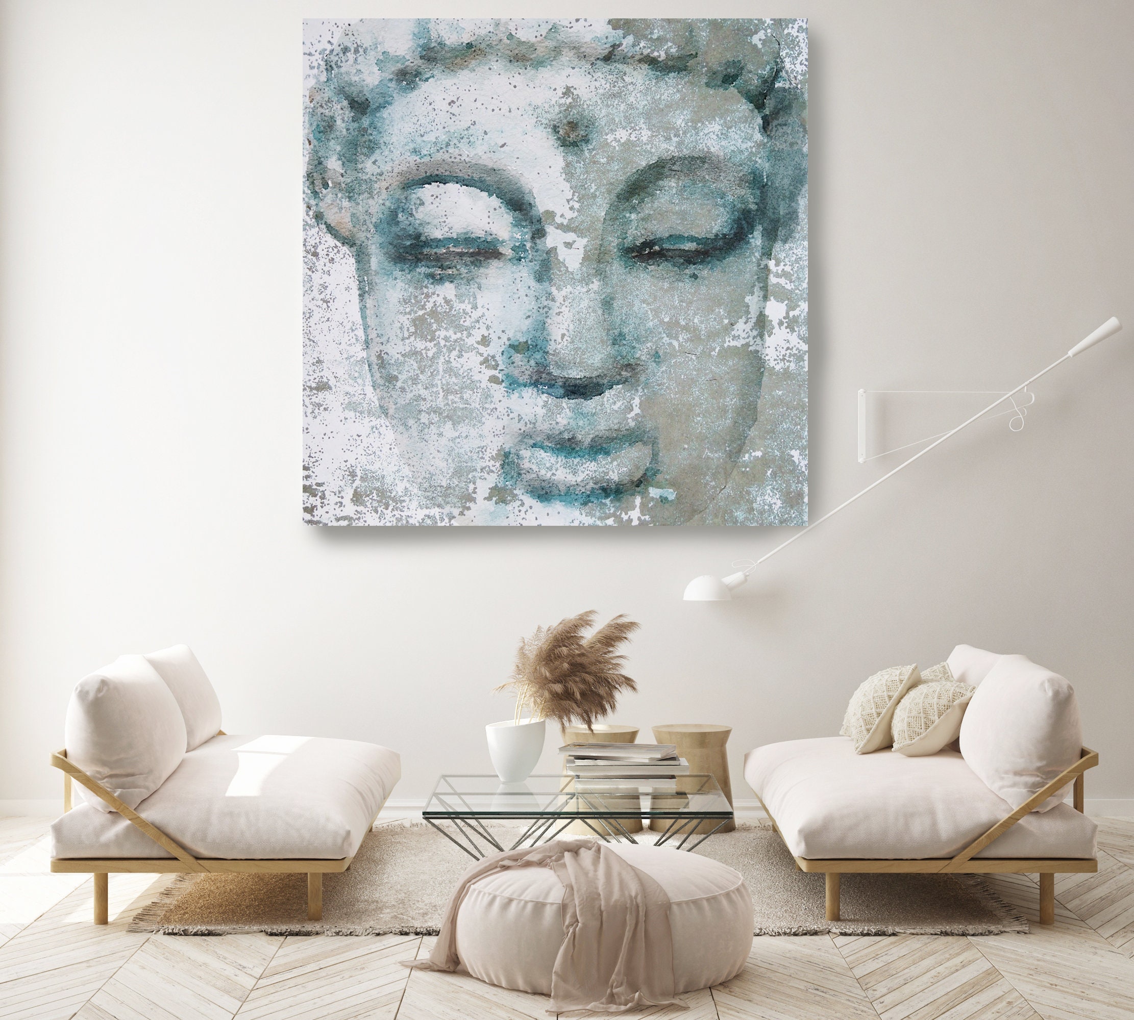 Blue Buddha Painting Canvas Print Buddha Wall Art Spiritual - Etsy