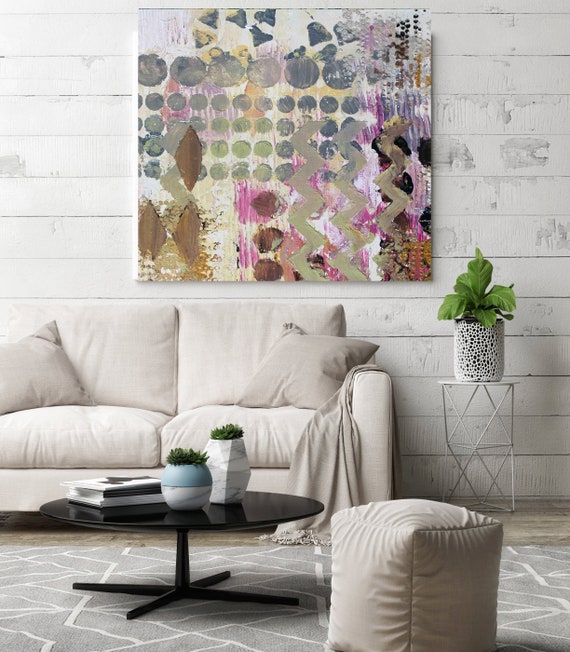 Creative Process Geometrical Abstract Painting, Wall Decor, Large Abstract Colorful Contemporary Canvas Art Print up to 48" by Irena Orlov