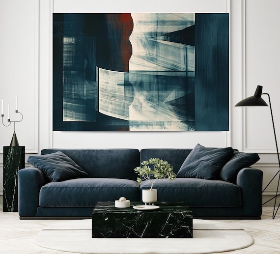 Shadow Symphony-1, Monochrome Abstract Painting Print on Canvas, Abstract Art, Contemporary Living Room Decor, Office Wall Art
