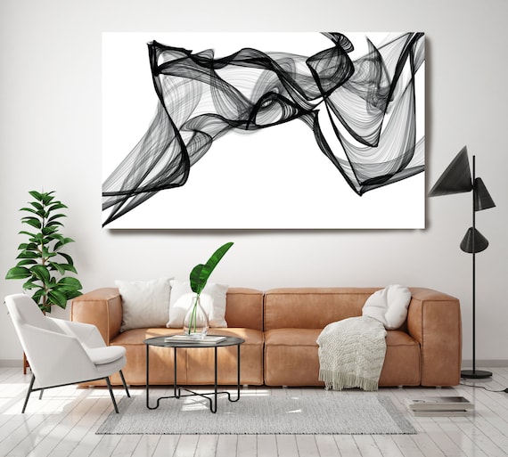 I've got the Spirit 44H x 72W inch, Innovative ORIGINAL New Media Abstract Black And White Painting on Canvas IMinimalist Art