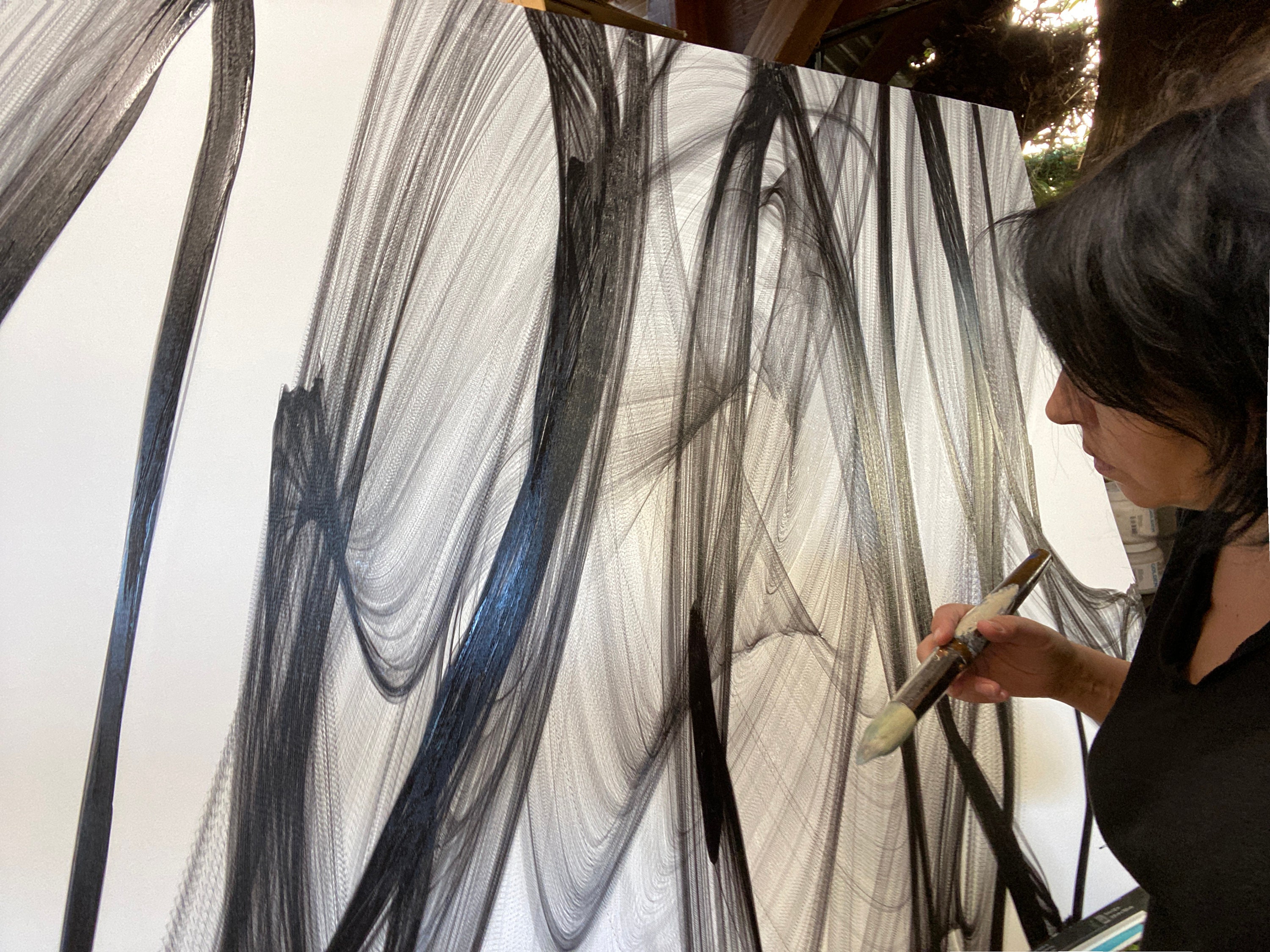 Black and White Wall art Abstract Canvas Print, Large Painting