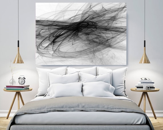 Abstract Black and White 20-55-51. Contemporary Unique Abstract Wall Decor, Large Contemporary Canvas Art Print up to 72" by Irena Orlov