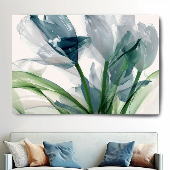 Streamlined Floral Silhouettes-4, Floral painting, Contemporary Botanical Abstract, Floral Art, Floral Wall Art, Flowers Canvas Print