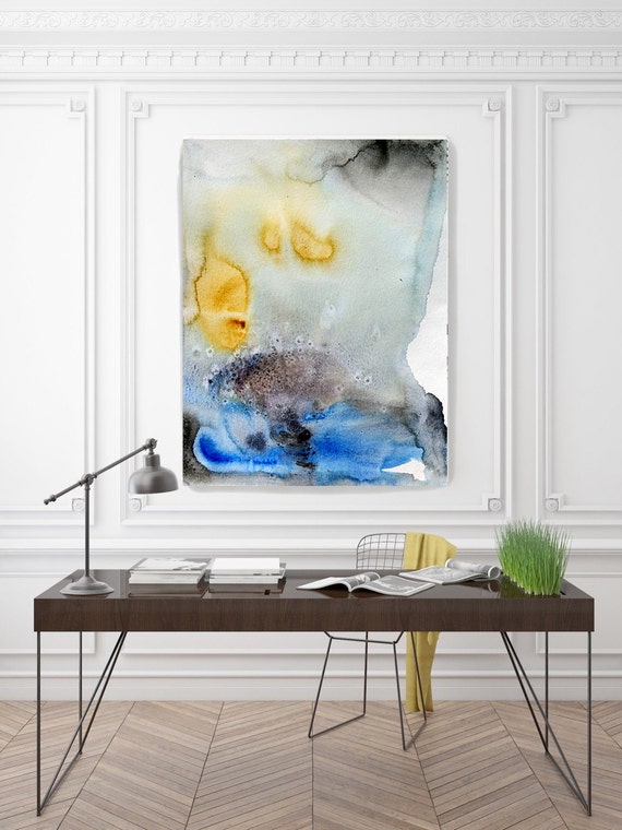 ORL-7957-1 Oceanside. Watercolor Abstract, Wall Decor, Extra Large Abstract Colorful Contemporary Canvas Art Print up to 72" by Irena Orlov