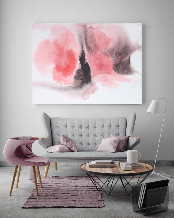 Shades of Pink 3. Watercolor Abstract Pink Black, Watercolor Canvas Art Print up to 72" by Irena Orlov