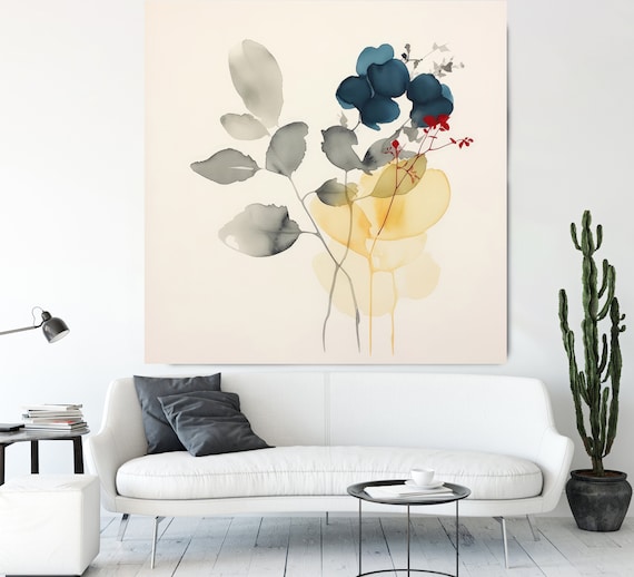 Fluid Floral Artistry-16, Canvas Print | Abstract Floral Canvas | Muted  Wall Decor | Contemporary Watercolor Artwork | Floral Canvas Print