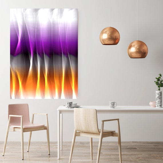 Mysterious Light 9, Neon Purple Orange Contemporary Wall Art, Extra Large New Media Canvas Art Print up to 72" by Irena Orlov