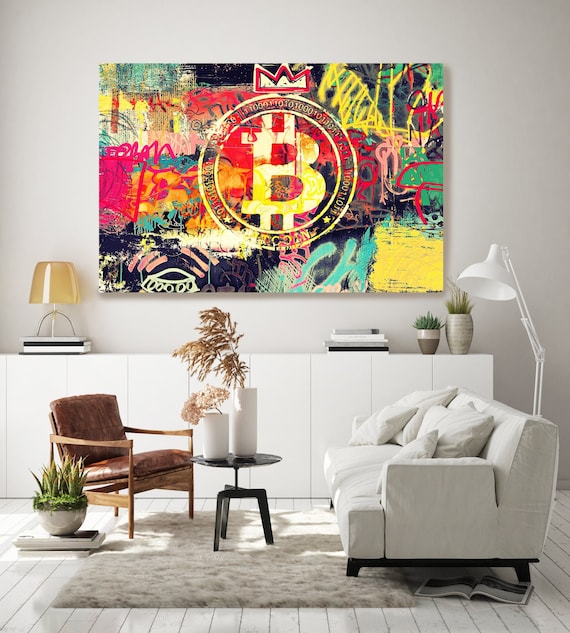 Bitcoin Crypto Art 3 Canvas Art, Digital Currency Canvas Print, Cryptocurrencies Print, Cryptocurrency Bitcoin Graffiti, Print on Canvas