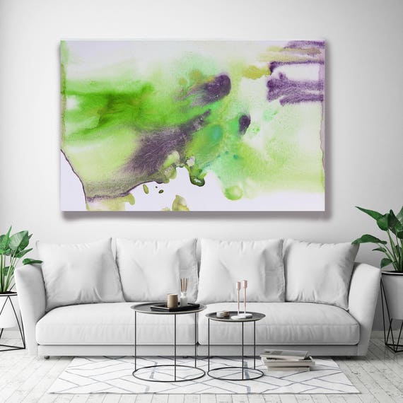 Coastal Watercolor Abstract 65-2. Watercolor Abstract Green Brown Canvas Art Print, Watercolor Painting Print up to 72" by Irena Orlov