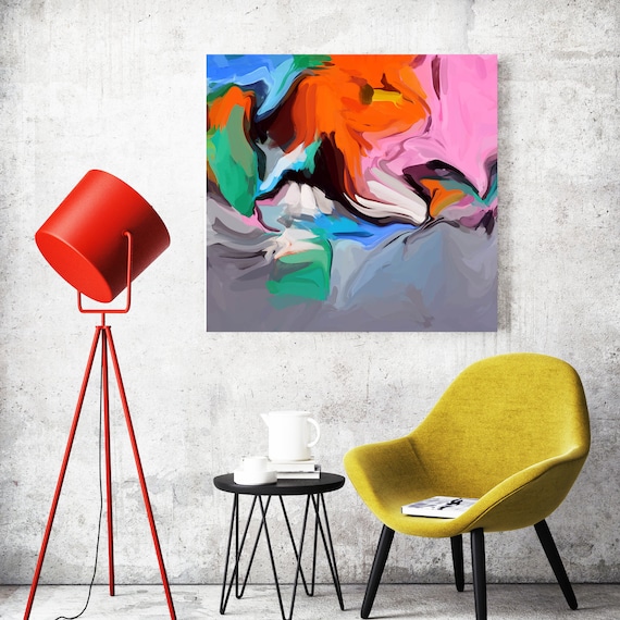 Live in Joy. BOHO Abstract Painting / Abstract Painting / Modern Art / Contemporary Art / Flow Abstract Painting/ Orange Canvas Print