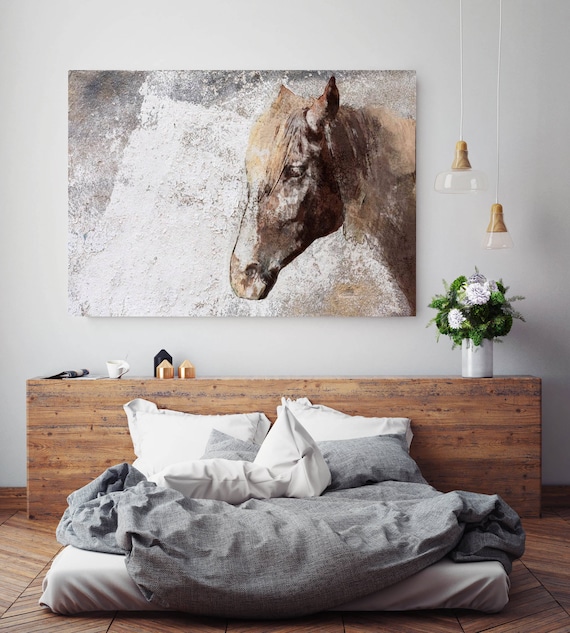 Gorgeous Rustic Brown Horse. Extra Large Horse, Horse Wall Decor, Brown Rustic Horse, Large Canvas Art Print up to 72" by Irena Orlov