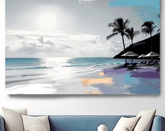 Contemporary Shoreline Bliss-17 / California Canvas Print, Ocean Wall Art, Abstract Beach Canvas Print, Beach Wall Art Living Room Decor