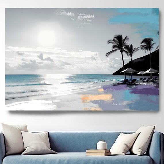Contemporary Shoreline Bliss-17 / California Canvas Print, Ocean Wall Art, Abstract Beach Canvas Print, Beach Wall Art Living Room Decor