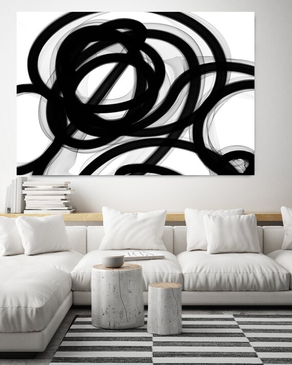 Black and White Art | Abstract Black Art | Abstract Painting | Wall Decor | Canvas Art Print | Interpretation of a Dream Art Canvas Print