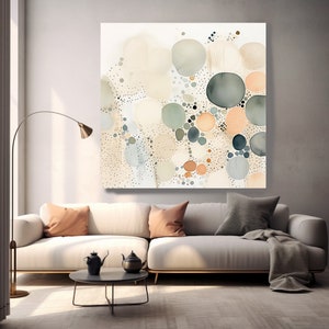 Watercolor Abstract Dots 5, Muted  Color Abstract Minimalist Art, Contemporary art, Minimalist Painting Print, Canvas Print Painting Art