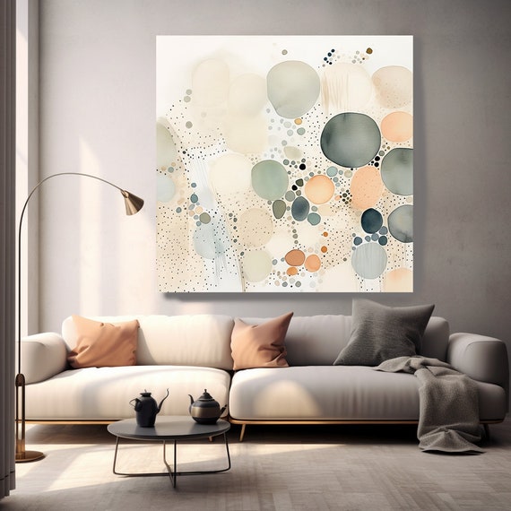 Watercolor Abstract Dots 5, Muted  Color Abstract Minimalist Art, Contemporary art, Minimalist Painting Print, Canvas Print Painting Art