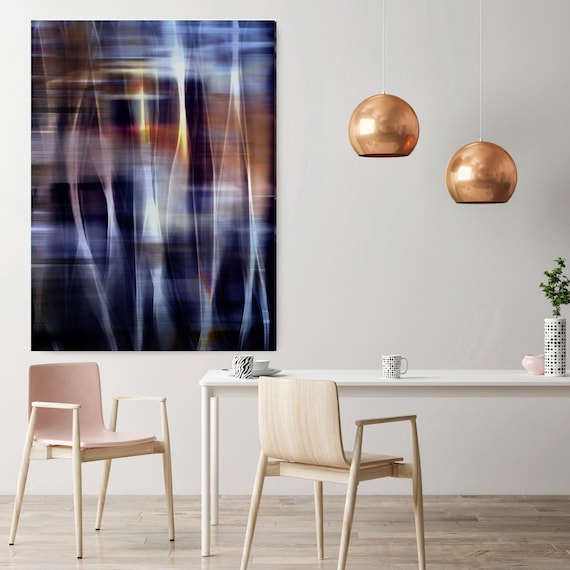 Mysterious Light 72-2, Neon Blue Brown Contemporary Wall Art, Extra Large New Media Canvas Art Print up to 72" by Irena Orlov