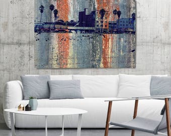 Los Angeles Venice Beach Canvas Print | Extra Large Architectural Cityscape Print | Rustic Urban Canvas Art Print | Venice Beach Painting