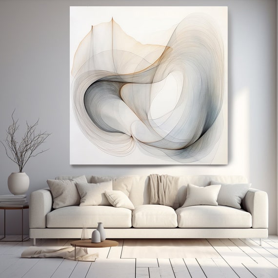 Abstract Organic Minimalist Gray Brown Splash in Muted Colors 11, Contemporary art, Minimalist Painting Print, Canvas Print Painting Art