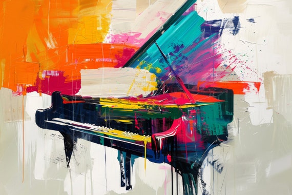 Rainbow Resonance-2 I Contemporary Piano Canvas Art Print | Piano Wall Art | Extra Large Piano Print | Musicians Canvas Printing