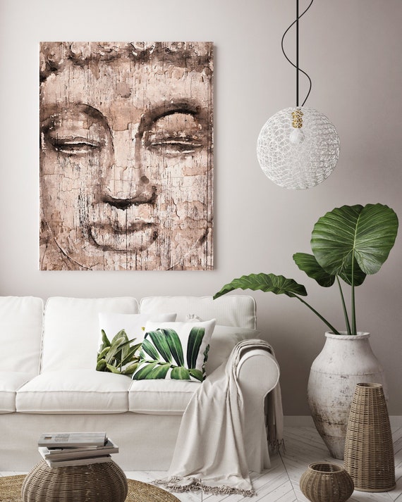 Buddha, Inner Peace 4, Buddha Painting Cream Brown Buddha Wall Art Buddha Canvas Art Print Rustic Buddha Zen Art, Irena Orlov