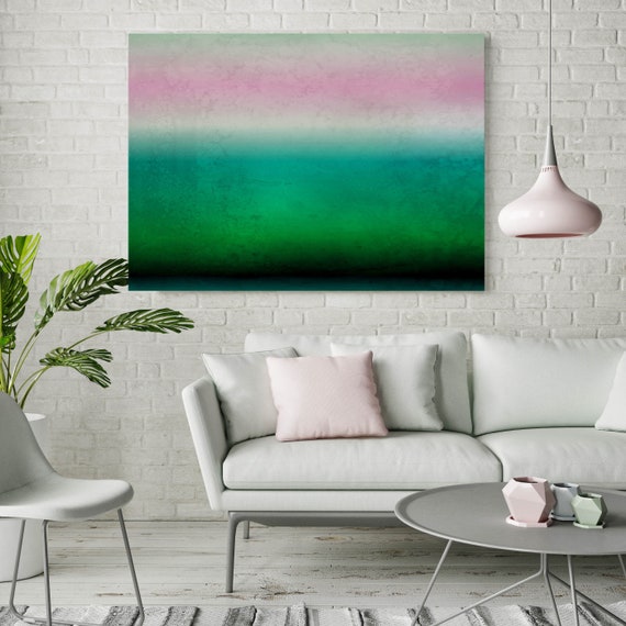 Abstract Minimalist Rothko Inspired 01-24-2. Green Pink Watercolor Abstract, Abstract Canvas Art Print up to 72" by Irena Orlov