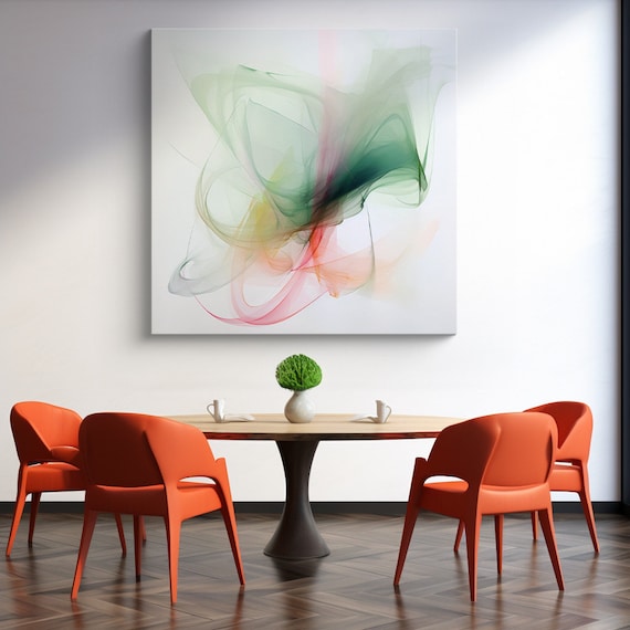 Abstract Translucent Tides-126 in Muted Colors 8, Contemporary art, Minimalist Painting Print, Canvas Print Painting Art
