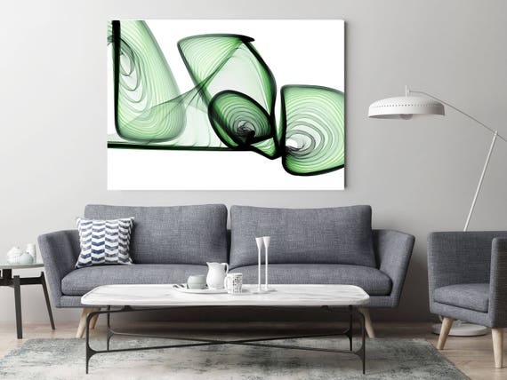 ORL-10287-10-45-2 BlueTech 2017-04-13. Unique Green Abstract Wall Decor, Large Contemporary Canvas Art Print up to 72" by Irena Orlov