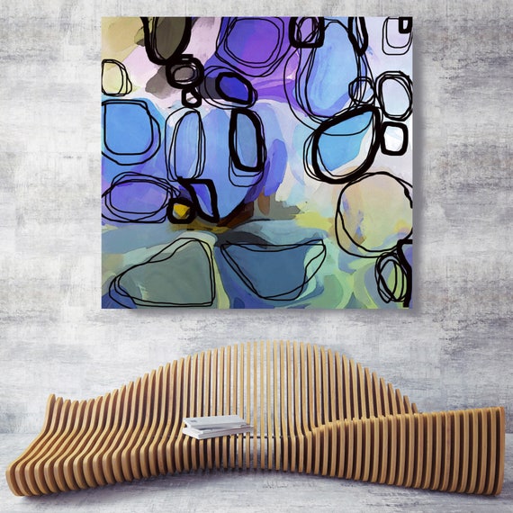 Lavender Blush. Purple, Green Abstract Art, Wall Decor, Large Abstract Colorful Contemporary Canvas Art Print up to 48" by Irena Orlov