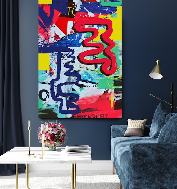 Graffiti Wall Art Street Art, Red Street Art Painting Print on Canvas, Graffiti Art on Canvas, Urban Canvas Print, Contemporary upheavals