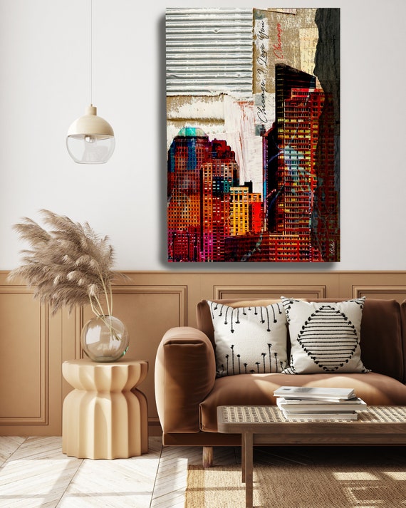 Chicago Canvas Print | Chicago Wall Art | Chicago City Painting | Chicago Skyline Art | I Love Chicago Canvas | Chicago Urban Canvas Print