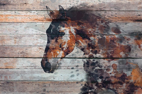 Fire Horse. Extra Large Horse, Unique Horse Wall Decor, Brown Rustic Horse, Large Farmhouse Canvas Art Print, Equine Art by Irena Orlov