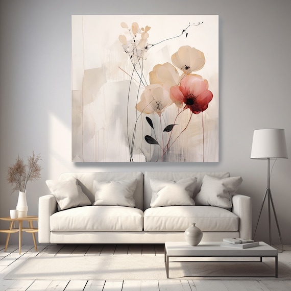 Love in Soft Hues-16, Canvas Print | Abstract Floral Canvas | Muted Watercolor Wall Decor | Contemporary Artwork |Floral Canvas Print