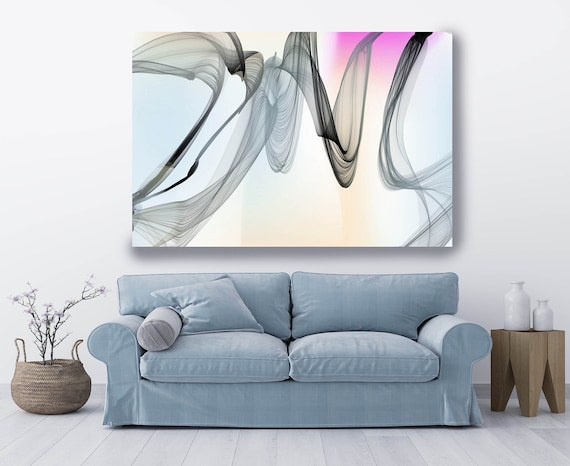 Blue Pink Extra Large Wall Art, Abstract Wall Art Contemporary Art Large Abstract Canvas Abstract Canvas Print, New Media Gradient 55