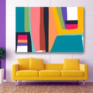 Mid Century Modern Abstract, Arte Abstracto Mural, Arte Mural Moderno, Impresión De Arte De Lienzo, Arte Mural Boho, Arte Moderno De Lienzo, Arte Eléctrico