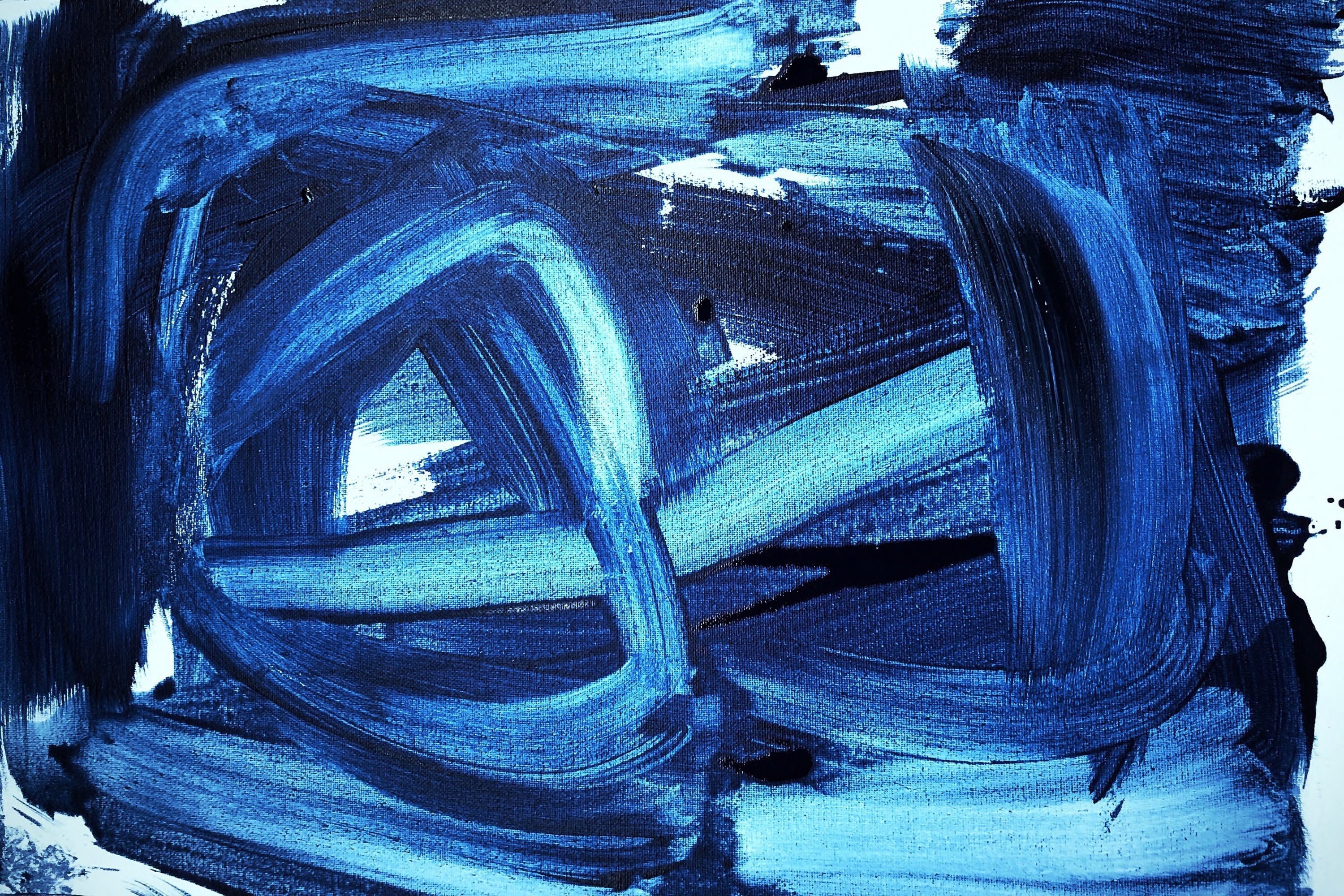 Deep Midnight Blue Abstract Art Blue Abstract Painting Blue Etsy