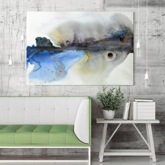 ORL-7952 On A Misty Morning. Watercolor Abstract, Modern Wall Decor, Extra Large Abstract Colorful Canvas Art Print up to 72" by Irena Orlov