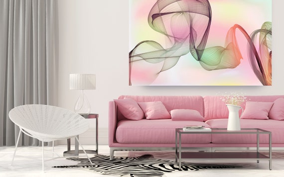 Extra Large Wall Art, Abstract Wall Art Contemporary Art Large Abstract Canvas Abstract Canvas Print, Pink Abstract, New Media Gradient 55