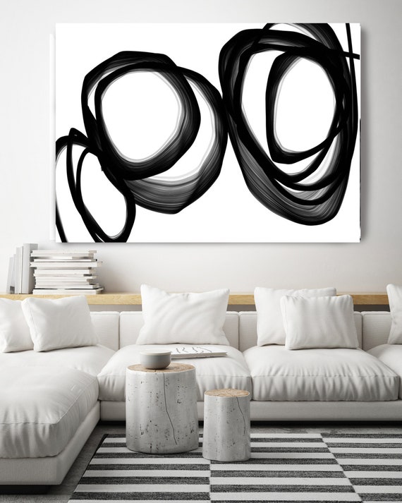 Abstract Expressionism 40H x 60W" Original New Media Black White Painting on Canvas, Minimalist Large Abstract Painting, INVEST IN ART